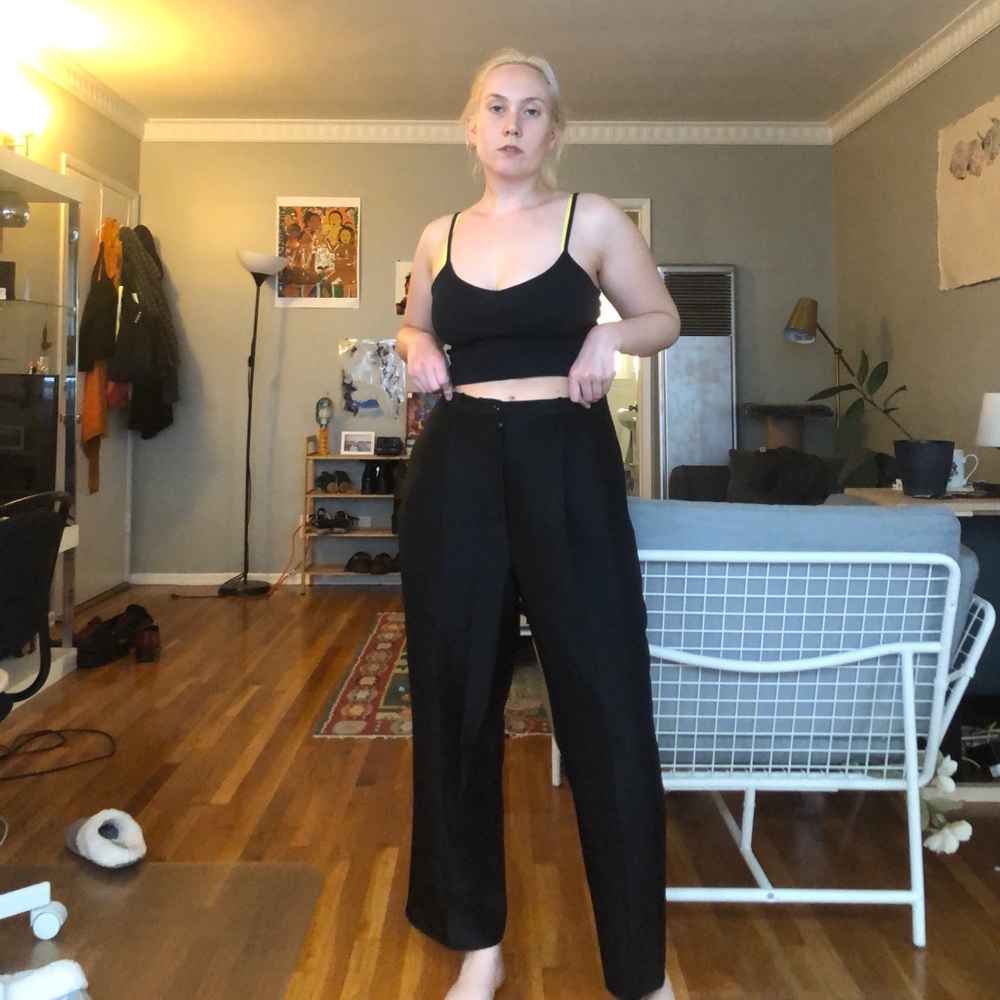 Vintage Silk Pleated Pants